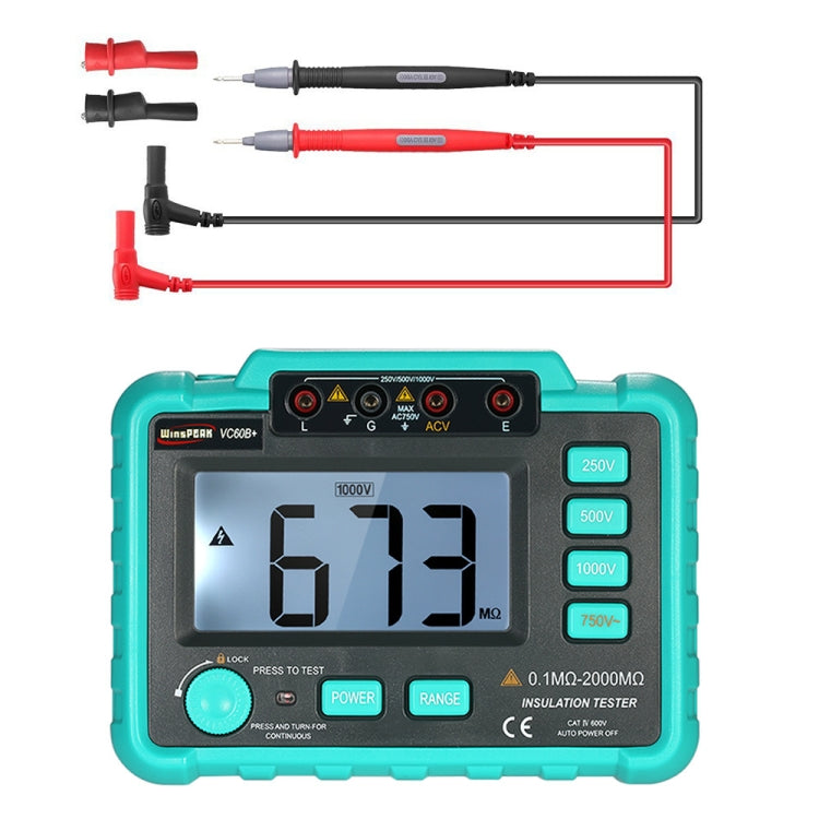 VC60B+ Multimetro digitale Strumento di misura Tester di resistenza di isolamento digitale, Green VC60B+ Multimetro digitale Strumento di misura Tester di resistenza di isolamento digitale, Green